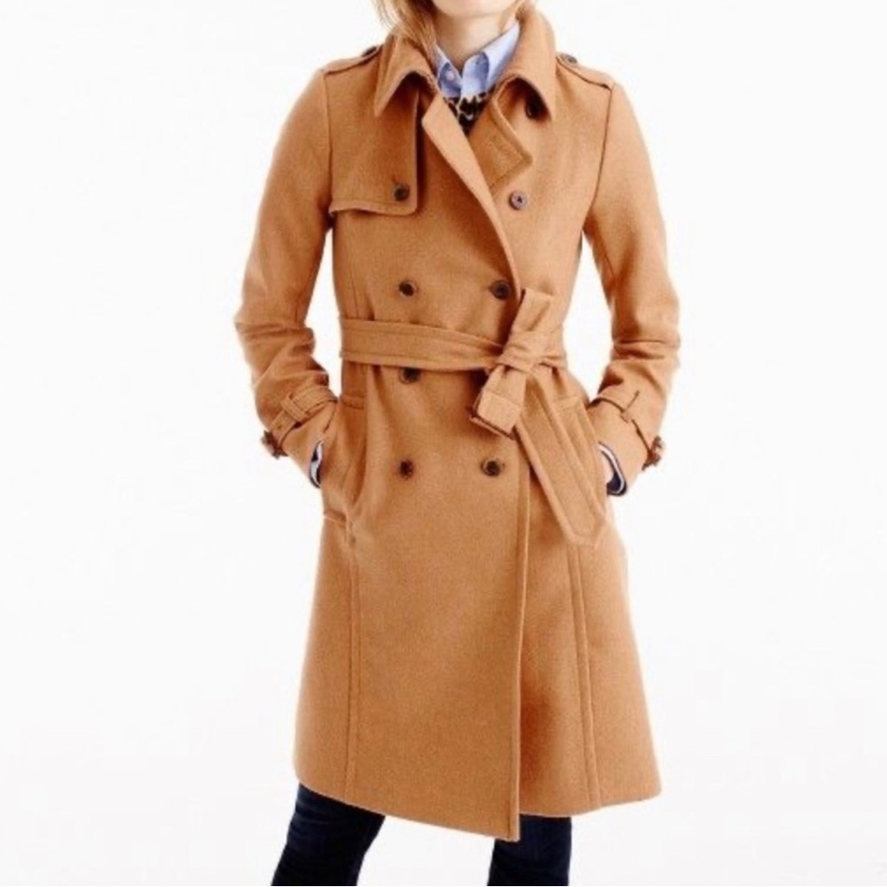 J.Crew wool cashmere Nello Gori trench coat size 00 women’s